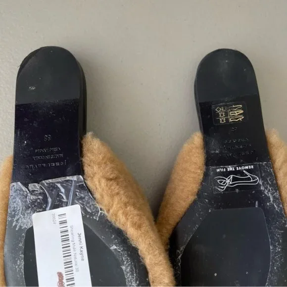 Jenni Kayne Shearling Pointed Toe Flat Mule in Natural EU38 US7.5-8 - Picture 7 of 8